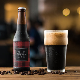 Rótulo Para Garrafa De Cerveja Xadrez de Buffalo Vermelho | Pessoal Inicial | Pre