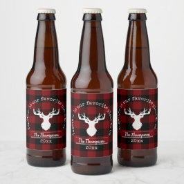 Rótulo Para Garrafa De Cerveja Xadrez Personalizada de Buffalo Vermelho e Negro