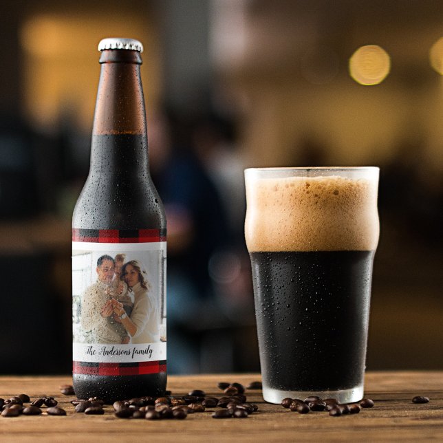 Rótulo Para Garrafa De Cerveja Xadrez Red Buffalo, Nome Pessoal E Foto (Criador carregado)