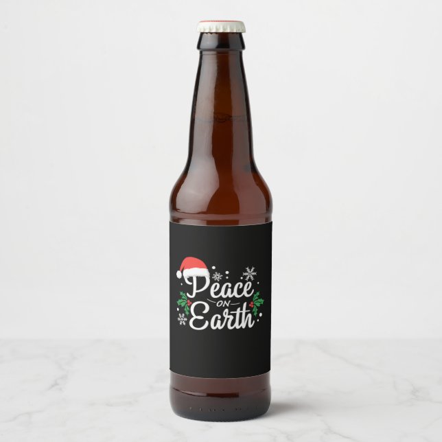 Rótulo Para Garrafa De Cerveja Xmas Dando Paz Na Terra (Frente)