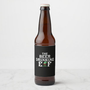 Rótulo Para Garrafa De Cerveja Xmas Deu O Elf Do Bebendo Da Cerveja