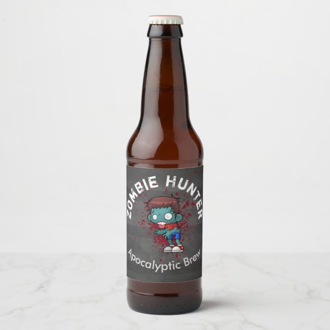 Rótulo Para Garrafa De Cerveja Zombie Hunter Apocalyptic Brew Legal (Frente)