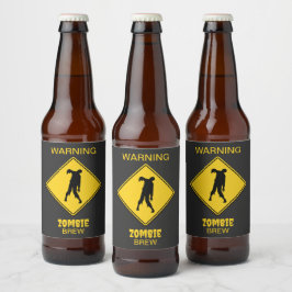 Rótulo Para Garrafa De Cerveja Zombie Warning Halloween
