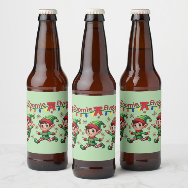 Rótulo Para Garrafa De Cerveja Zoomie Elves Natal (Garrafas)