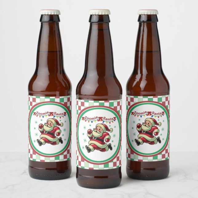 Rótulo Para Garrafa De Cerveja Zoomie Santa Christmas (Garrafas)