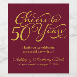 Rótulo Para Garrafa De Vinho 50º aniversário de casamento personalizado