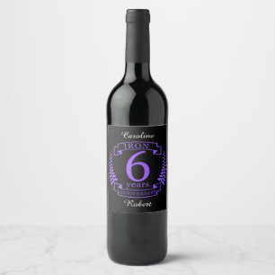 Rótulo Para Garrafa De Vinho 6 anos de casamento de ferro