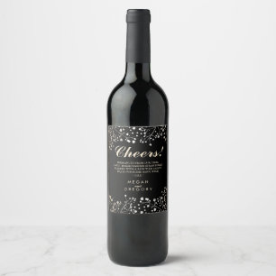 Rótulo Para Garrafa De Vinho A respiração do bebê Dourado e preto elegante