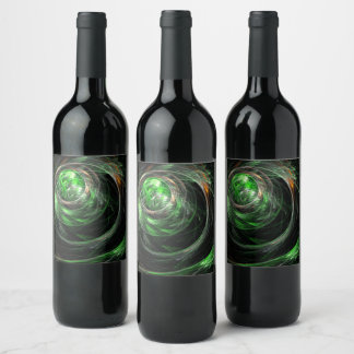 Rótulo Para Garrafa De Vinho À volta da Abstrato de Arte Verde Mundial