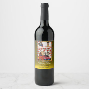 Rótulo Para Garrafa De Vinho AMOR ETERNAL MONOGRAMA Casamento Romântico Branco