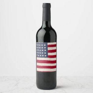 Rótulo Para Garrafa De Vinho Bandeira americana do vintage
