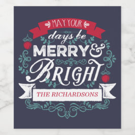 Rótulo Para Garrafa De Vinho Banner personalizado da tipografia de Natal feliz