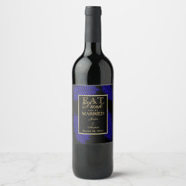 Rótulo Para Garrafa De Vinho Belo Casamento de Folha de Feto Azul