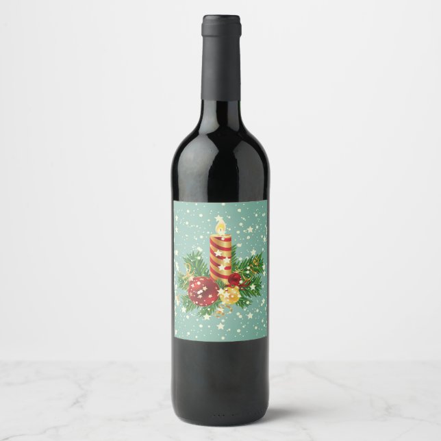 Rótulo Para Garrafa De Vinho Belo Decado de Natal (Frente)
