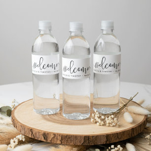 Rótulo Para Garrafa De Vinho Boa vinda preto e branco do casamento