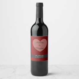 Rótulo Para Garrafa De Vinho Brilho Falso Rubi Vermelho Com Coração