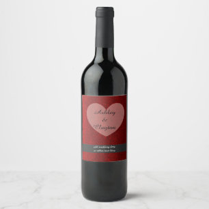 Rótulo Para Garrafa De Vinho Brilho Falso Rubi Vermelho Com Coração
