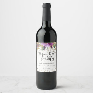 Rótulo Para Garrafa De Vinho Brunch e Espumante Brilho de Ámbar Chá de Noiva