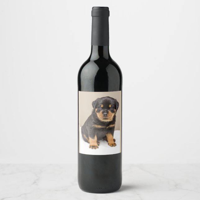 Rótulo Para Garrafa De Vinho Cachorro Rottweiler (Frente)