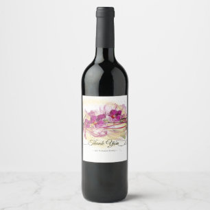 Rótulo Para Garrafa De Vinho Caligrafia roxa da arte abstracta das orquídeas