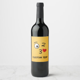 Rótulo Para Garrafa De Vinho Cara que joga um beijo