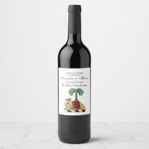 Rótulo Para Garrafa De Vinho Casaco de Braços Heráldico da Árvore Palm Palm