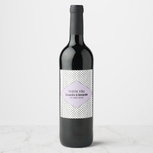 Rótulo Para Garrafa De Vinho Casamento com Bolinhas Lilac Modern