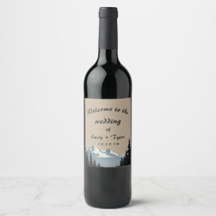 Rótulo Para Garrafa De Vinho Casamento da floresta da floresta da montanha