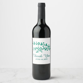 Rótulo Para Garrafa De Vinho Casamento de Folhagem Simples Verde