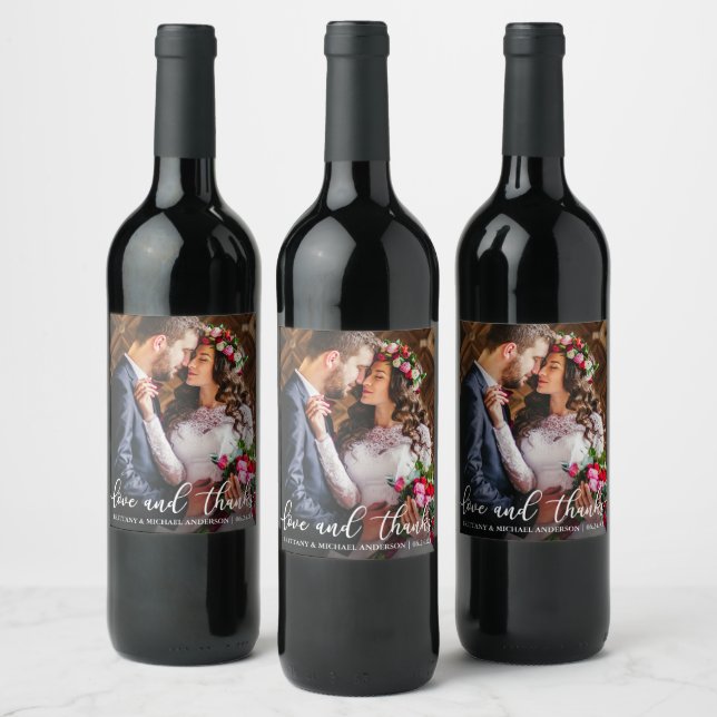 Rótulo Para Garrafa De Vinho Casamento de Obrigados e amor Obrigado Foto (Garrafas)