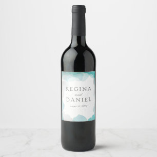 Rótulo Para Garrafa De Vinho Casamento Debonair de turquesa