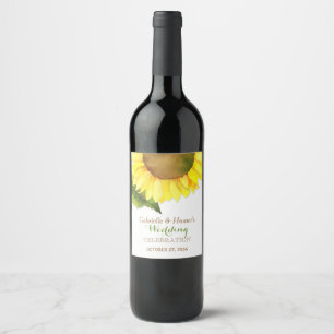 Rótulo Para Garrafa De Vinho Casamento do girassol do campo