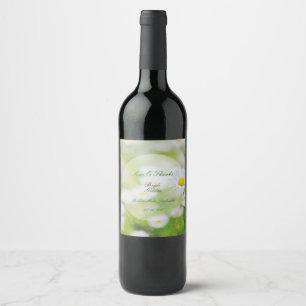 Rótulo Para Garrafa De Vinho Casamento floral do verão da flor das margaridas