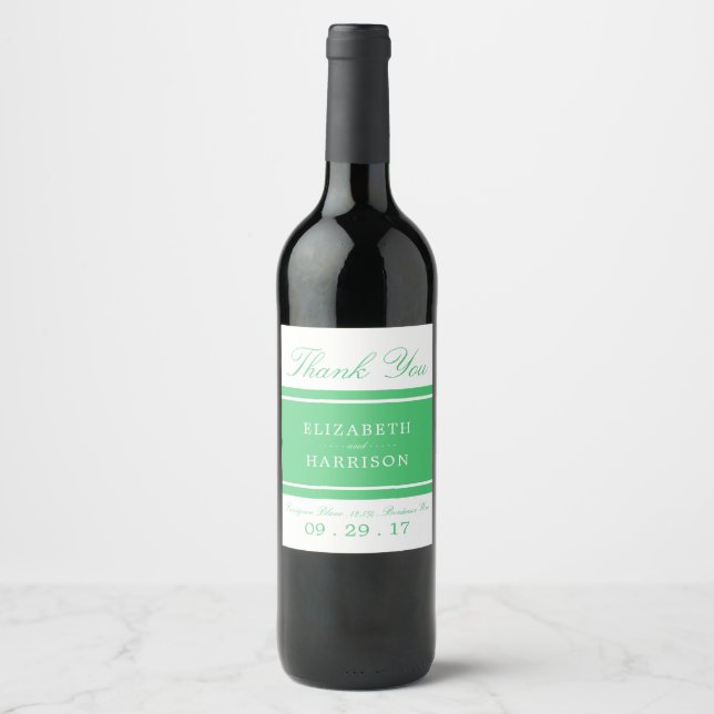 Rótulo Para Garrafa De Vinho Casamento Moderno Emerald Green (Frente)