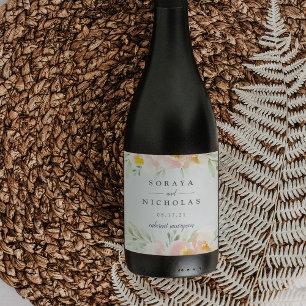 Rótulo Para Garrafa De Vinho Casamento personalizado   floral pairoso