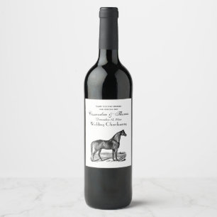 Rótulo Para Garrafa De Vinho Cavalo Antigo em Pé