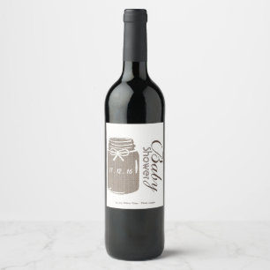 Rótulo Para Garrafa De Vinho Chá de fraldas rústico do frasco de pedreiro de
