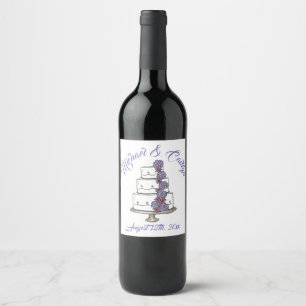 Rótulo Para Garrafa De Vinho Chá de Noivado de Bolo Floral Personalizado
