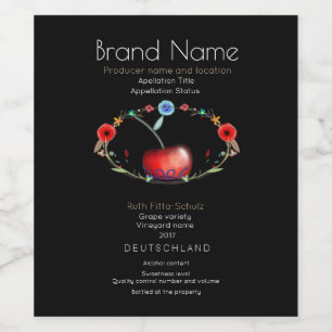 Rótulo Para Garrafa De Vinho Cherry Sweet Young Wine