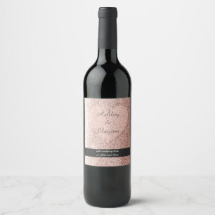 Rótulo Para Garrafa De Vinho Coração Dourado cor-de-rosa do brilho do falso