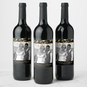 Rótulo Para Garrafa De Vinho Costume personalizado do falso do casamento pontos