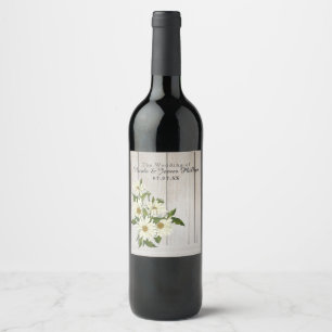 Rótulo Para Garrafa De Vinho Daisy Flowers Country Floral & Rustic Wood Wine