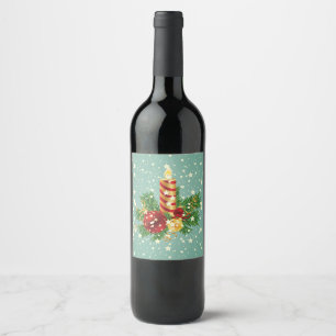Rótulo Para Garrafa De Vinho Decoração bonita do Natal