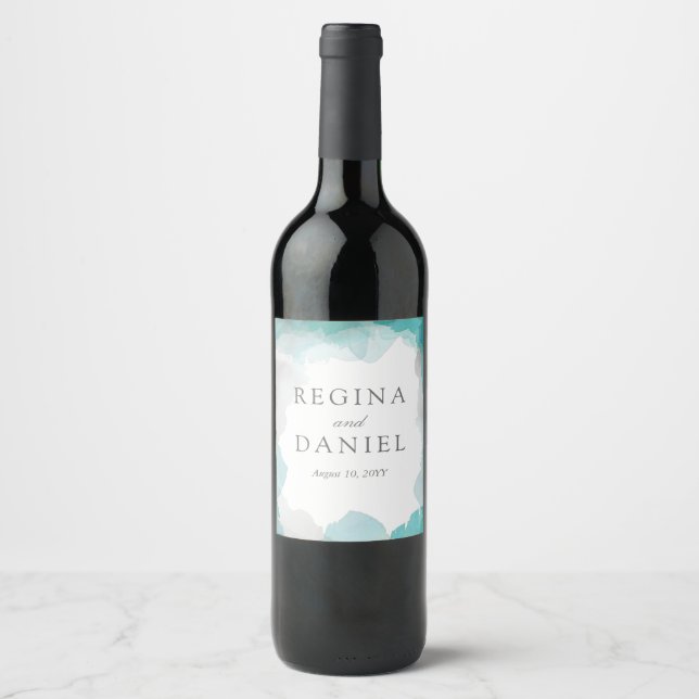 Rótulo Para Garrafa De Vinho Desbonair Turquoise Weding (Frente)
