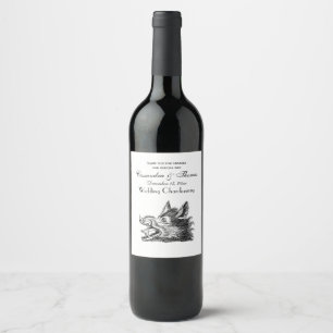 Rótulo Para Garrafa De Vinho Desenho em Preto e Branco de Cabeça de Javali Anti