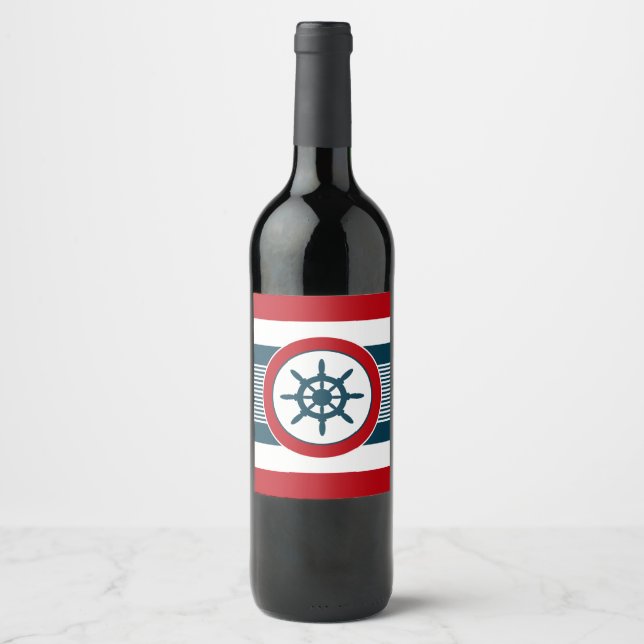 Rótulo Para Garrafa De Vinho Design náutico (Frente)