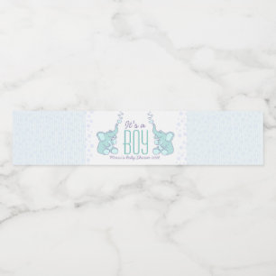 Rótulo Para Garrafa De Vinho É um garoto dois duelando elefantes azuis