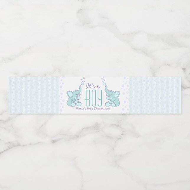 Rótulo Para Garrafa De Vinho É um garoto dois duelando elefantes azuis (Rótulo Único)