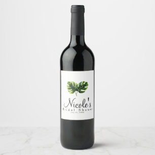 Rótulo Para Garrafa De Vinho Elegância Simples Folhas de Palmeira Tropical Casa