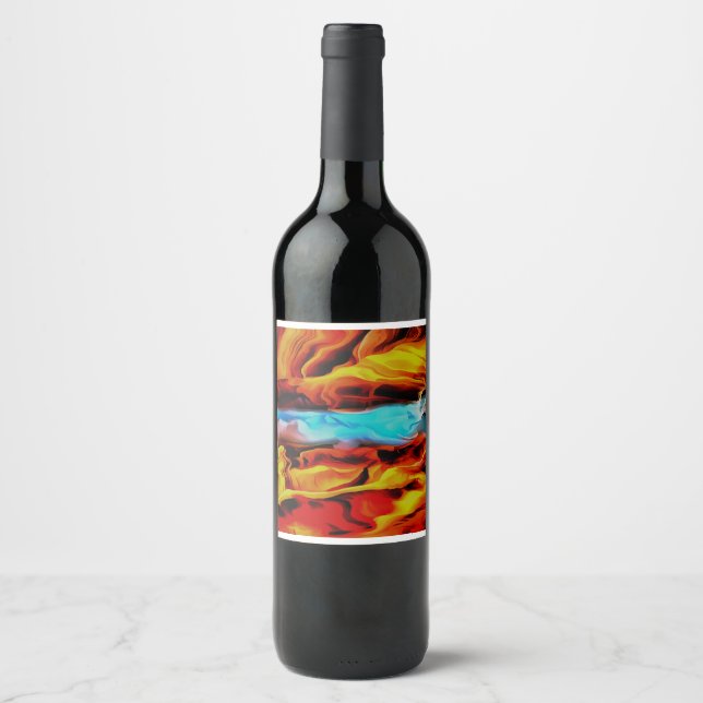 Rótulo Para Garrafa De Vinho Elementos Quentes E Frio Abstrato De Pó Acrílico (Frente)